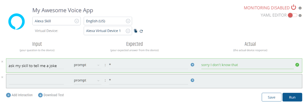 Showing monitoring odd result