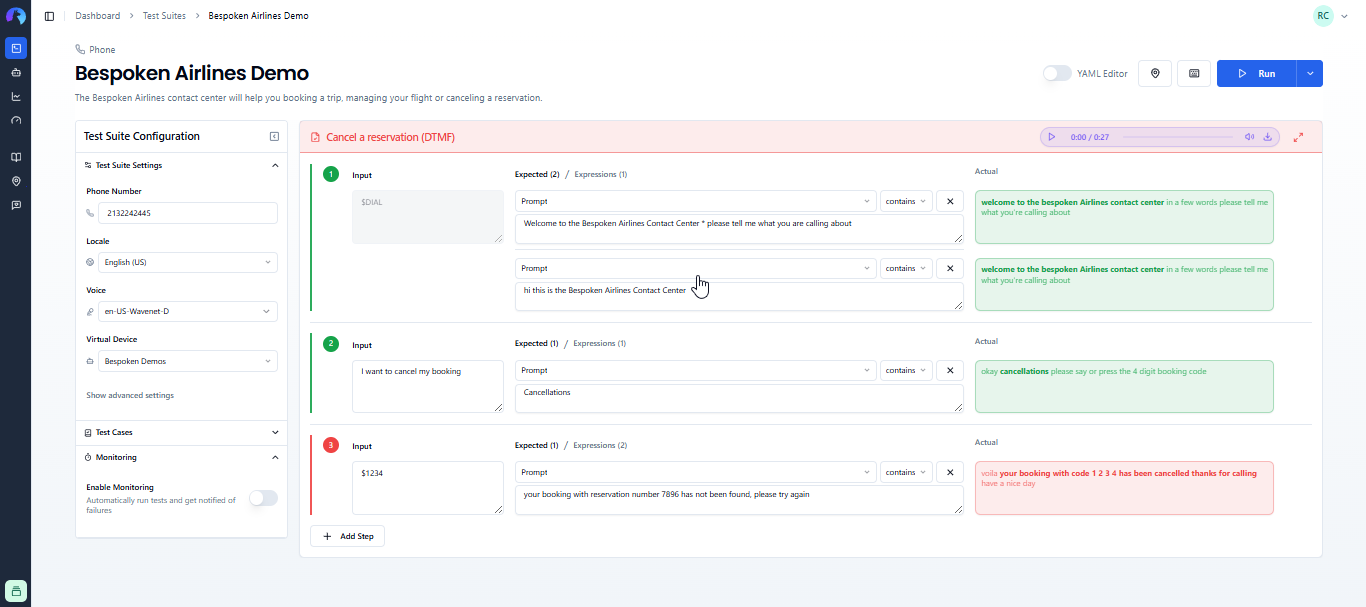 Test page results